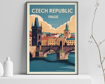 Prague Czech Republic Vintage Travel Poster Print, Watercolor City Art Print, Museum-Quality Giclée Wall Decor, Printable Poster - 418
