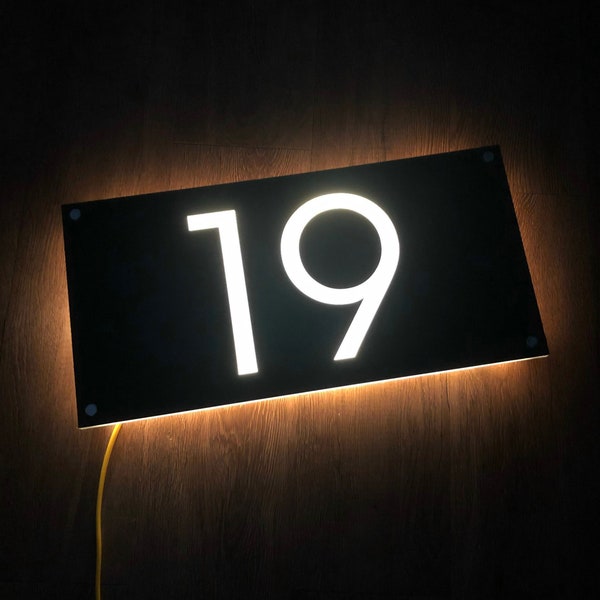 Custom Illuminated LED House Sign Modern , LED House Number, Vertical Address Plaque, House Numbers, Horizontal Address Sign, Address Number