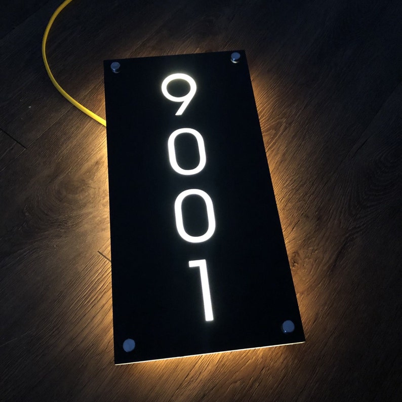 Custom Illuminated LED House Sign Modern LED House Number Etsy