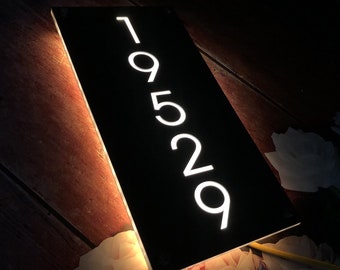 Custom Illuminated LED House Sign Modern , LED House Number, Vertical Address Plaque, House Numbers, Horizontal Address Sign, Address Number