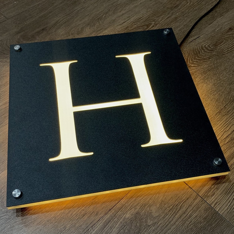 Custom Illuminated LED House Sign Modern , LED House Number, Vertical ...