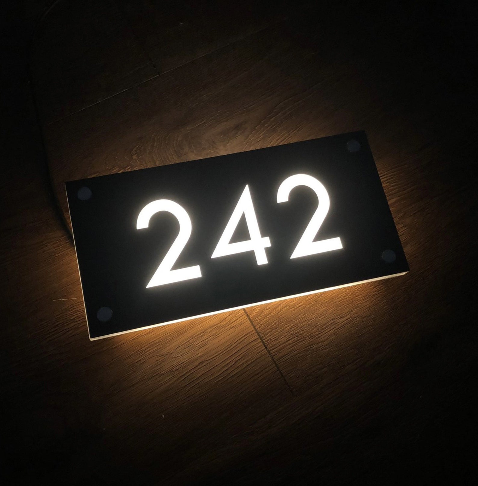 Custom Illuminated LED House Sign Modern , LED House Number, Vertical ...