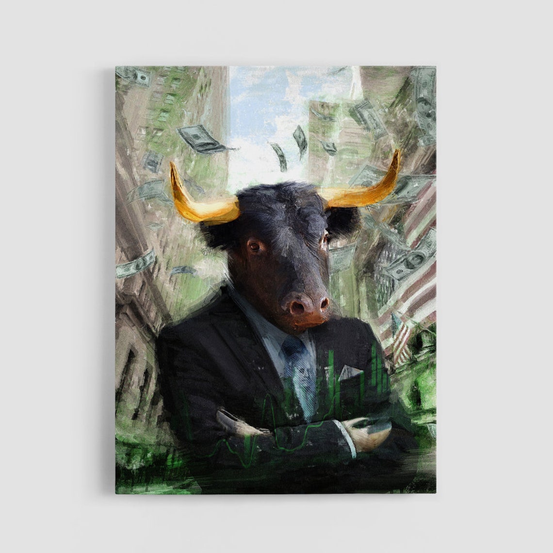 Stock Market Canvas Art Bull Market Wall Art Prints Framed Etsy