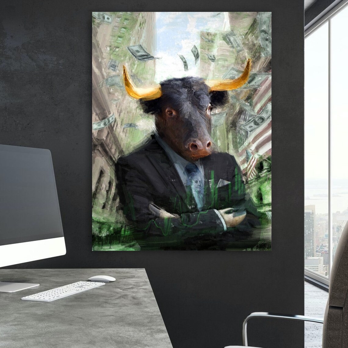 Stock Market Canvas Art Bull Market Wall Art Prints Framed Etsy