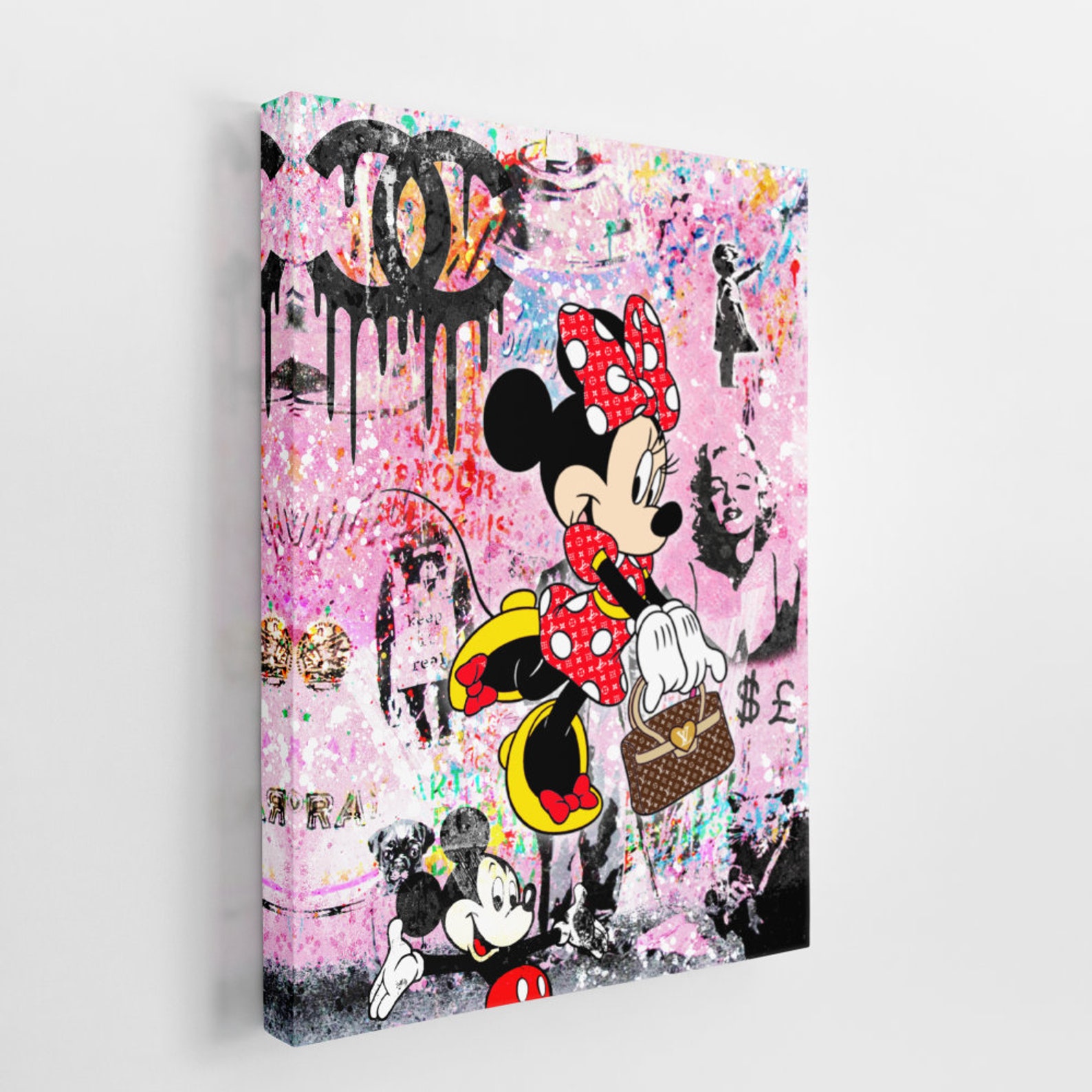 Minnie Mouse Print On Canvas Disney Wall Art Print Mickey Etsy