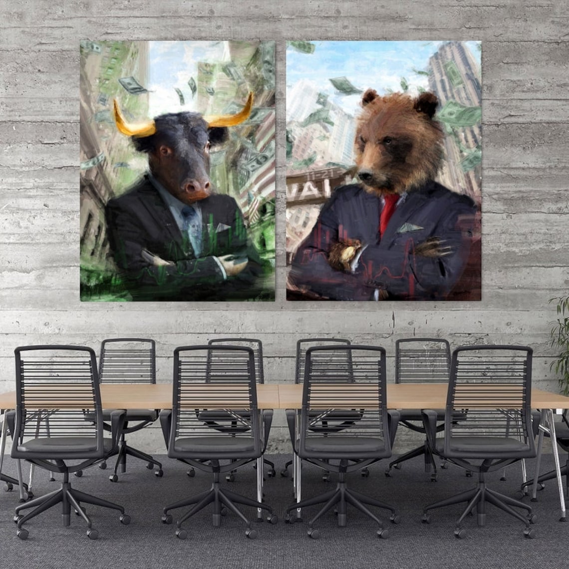 Stock Market Canvas Art Set of 2 Wall Art Prints Framed Etsy