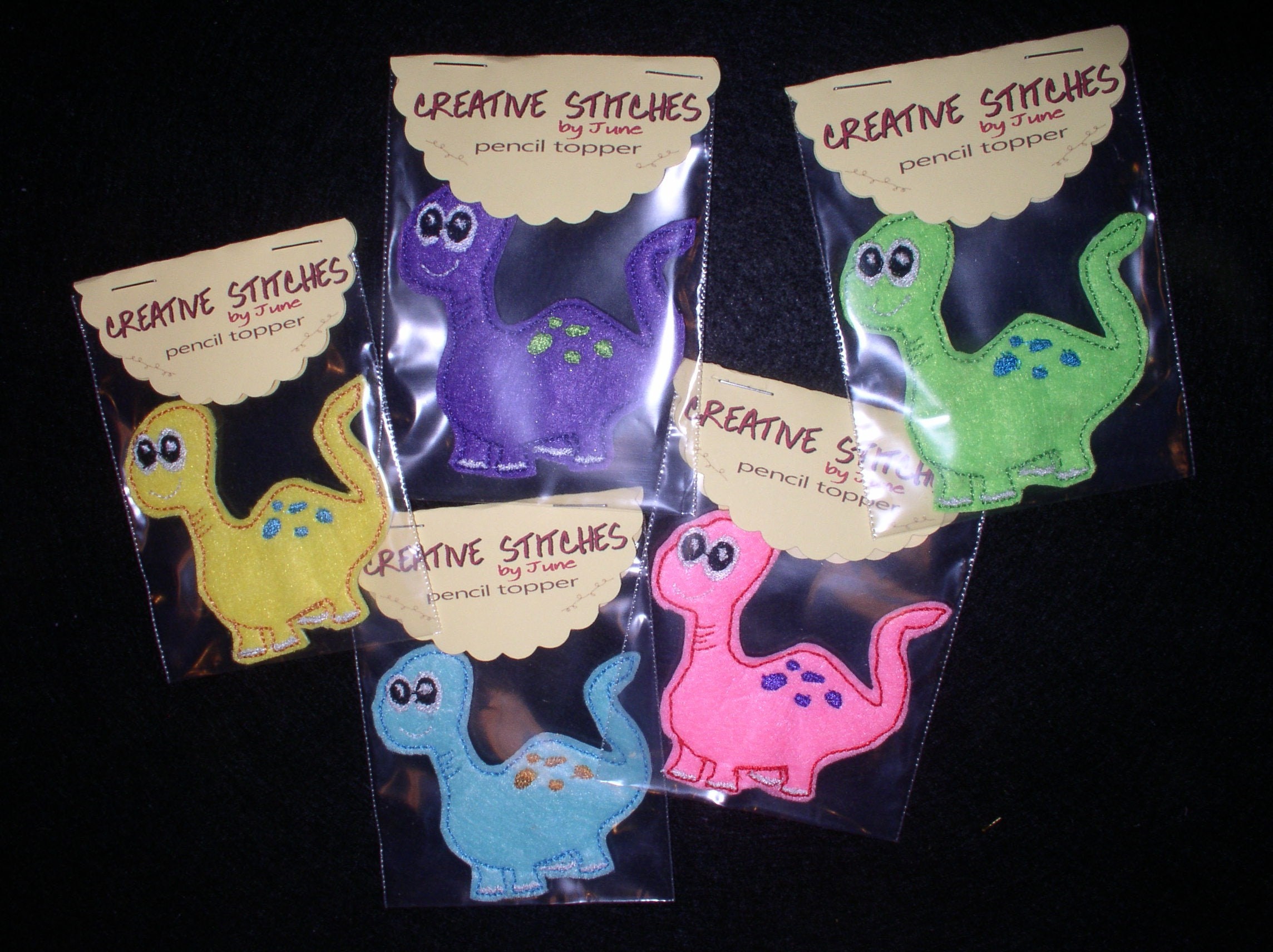 Felt dinosaur pencil toppers party favors. Embroidered. | Etsy