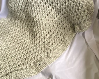 Baby Blanket- beige and white