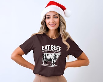 Ät nötkött T-shirt: Western, Rancher, Grafisk, Rolig Ko T-shirt