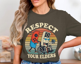 Respektera dina äldre T-shirt: Rolig videospel, gamer, retrografik