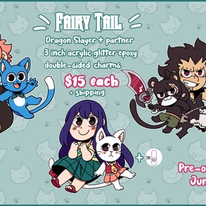 Fairy Tail Dragon Slayers acrylic glitter epoxy keychains