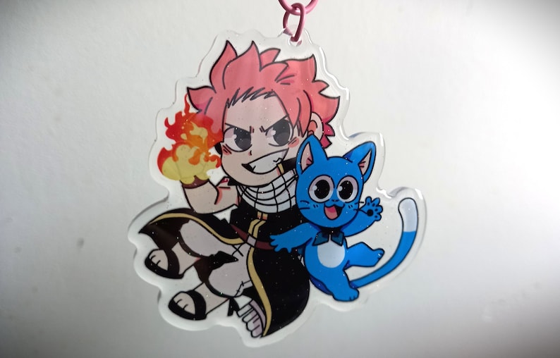 Fairy Tail Dragon Slayers acrylic glitter epoxy keychains image 4