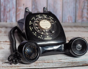 Arbeiten GTE Automatik Elektro Monophone Schwarz Wählscheibe Telefon Neu verkabelt | 1950er Jahre Retro Telefon | Fernmeldewesen Sammlerstück | Vintage Dekor