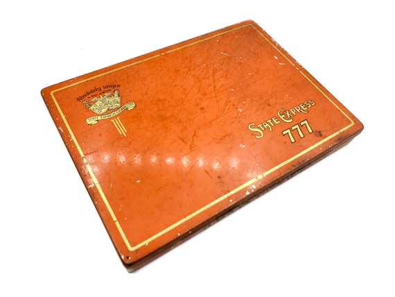 ardath cigarette tin Vintage State Express 777 Cigarettes Tin, Ardath Tobacco Company London, 50  Cigarettes Orange Advertising Tin, Tobacciana Collectible Case