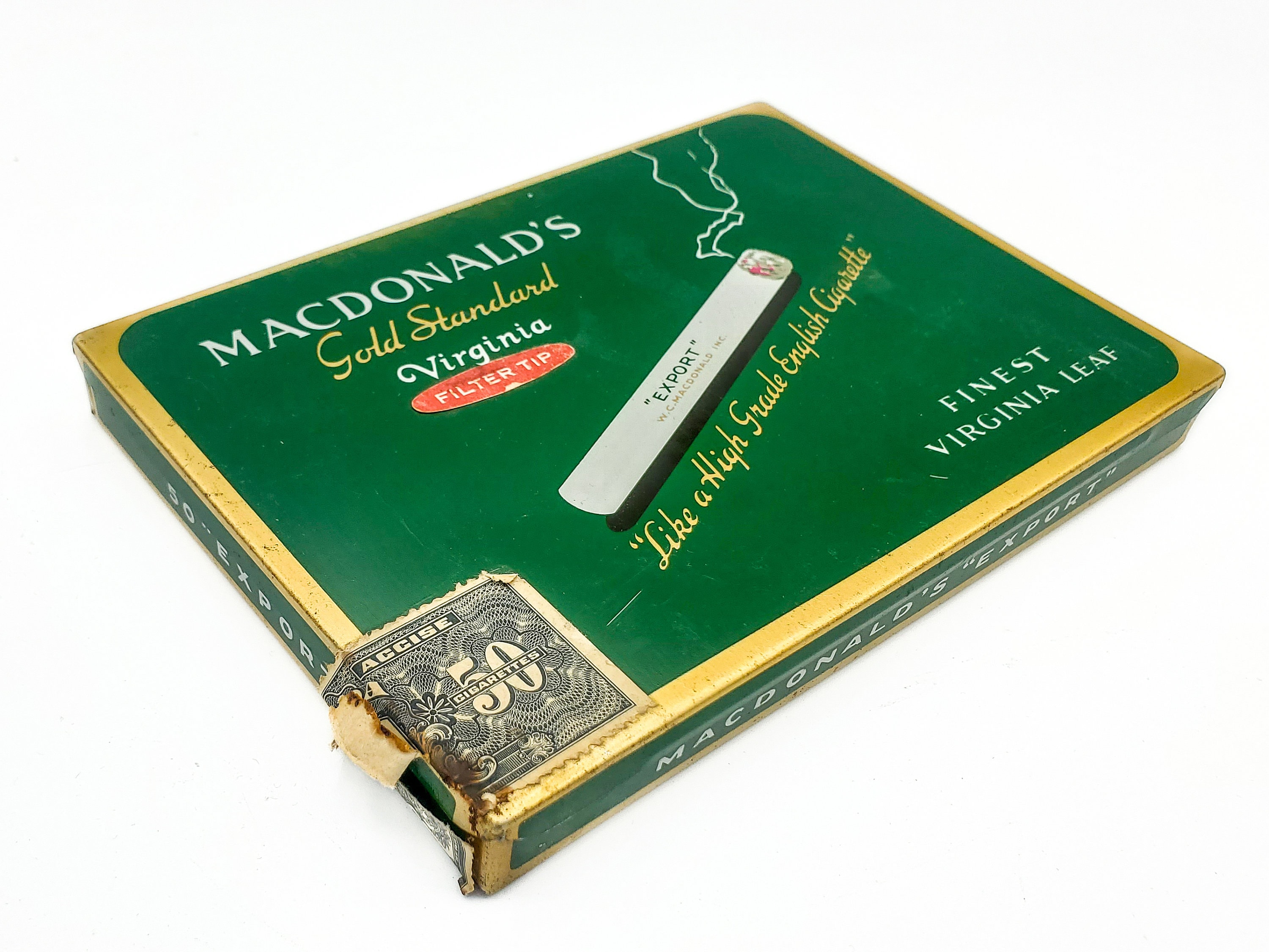 elfbar nachfüll pod läuft aus Vintage Mcdonald's Export Gold Standard Cigarette Tin, Retro 50 Cigarettes  Green Advertising Tin, Tobacciana Collectible Case