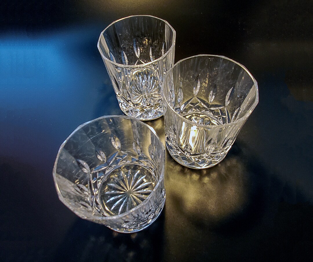 Vintage Crystal Whiskey Glasses, Set of 3 Vintage Rock Glasses, Whisky