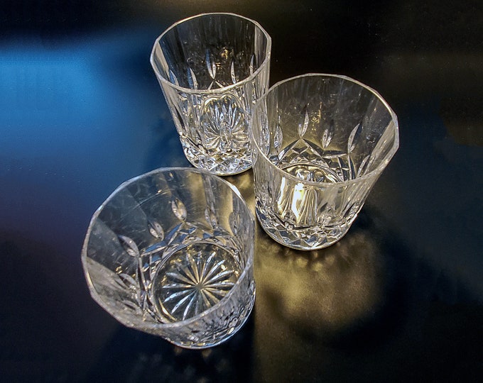 Vintage Crystal Whiskey Glasses, Set of 3 Vintage Rock Glasses, Whisky