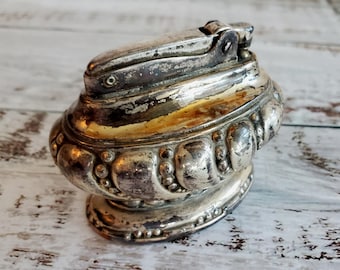 Vintage Ronson Crown Lighter | Silver-Plated Art Deco Table Lighter | Tobbacciana Collectible