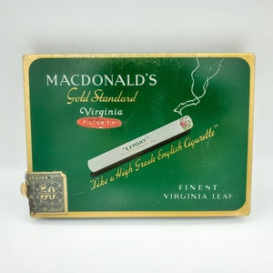 VIntage McDonald's Export Gold standard Sigarette Tin, Retro 50 Sigarette Green Advertising Tin, Tobacciana Collectible Case