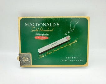 VIntage McDonald’s Export Gold standard Cigarette Tin, Retro 50 Cigarettes  Green Advertising Tin, Tobacciana Collectible Case