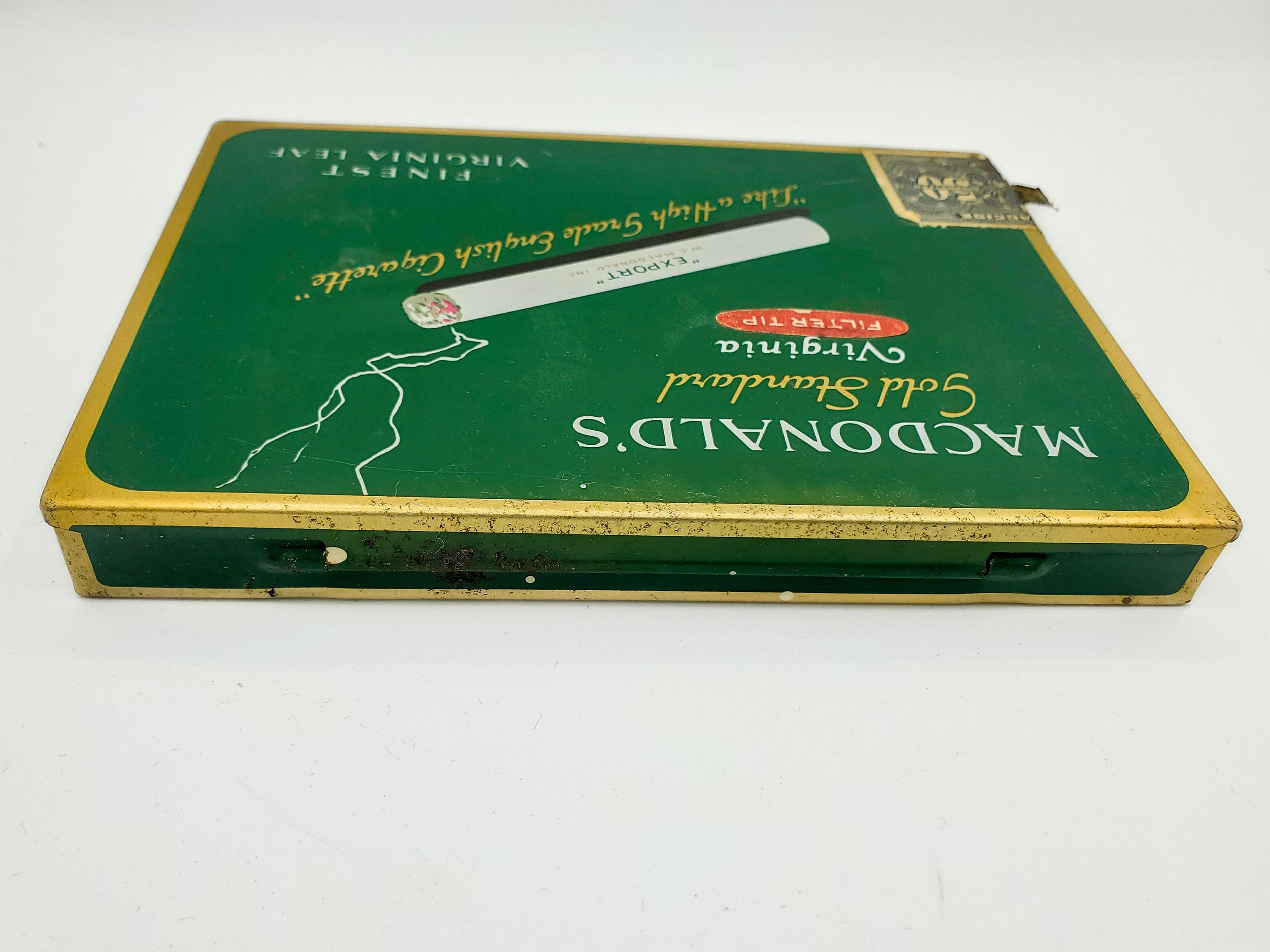 Vintage Mcdonald's Export Gold Standard Cigarette Tin, Retro 50 Cigarettes  Green Advertising Tin, Tobacciana Collectible Case