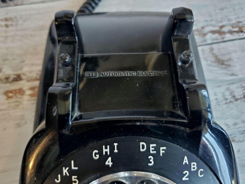 Vintage GTE Automatic Electric Monophone Black Rotary Telephone 1950s
