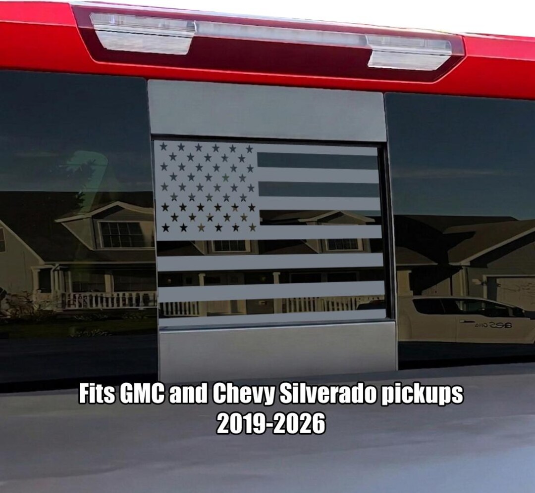 Rear Middle Window American Flag Decal for Chevy Silverado GMC Sierra ...