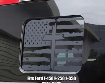 Rear Middle Window American Flag Cross Decal for Ford F-150 F-250 F-350 2015-2026