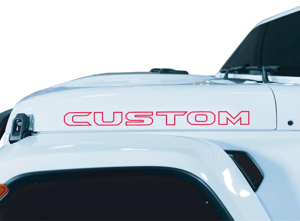 Jeep Custom Lettering Custom JL Style Hood Decals Outlined Ghost Lettering 1 Pair 30in ...