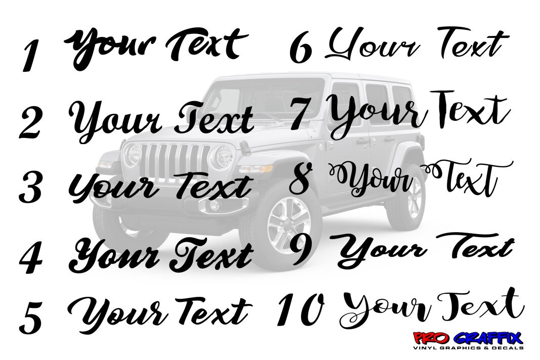 Custom Hood Lettering Custom Hood Decals Curvy Lettering 1 Pair 25in Decals Compatible With ...