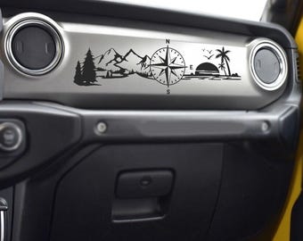 Dashboard Decal Beach Mountain Compass fits any JL JT Gladiator or Wrangler Model Dashboard