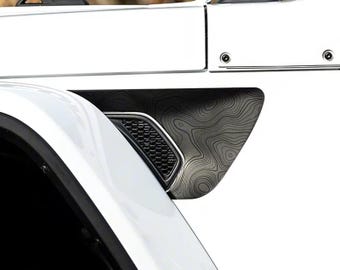 JL Fender Side Vinyl Decals with topographical line 1 Pair compatible with 2018-2026 Jeep Wrangler and Gladiator