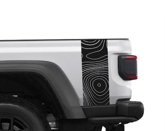 Bedside Stripe decal sticker with Topographical Map exterior graphics Fits 2018-2026 Jeep Gladiator