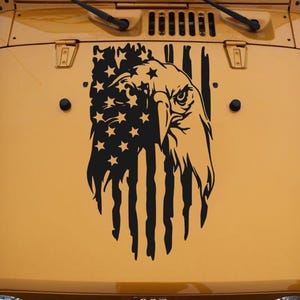 Hood Flag Distressed Compatible with All Jeeps Wrangler Gladiator Jk Tj Yj Cj JL Jt