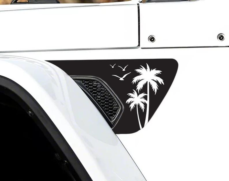 Jeep fender vent decal with palm tree
