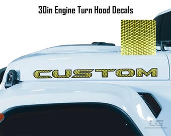 Hood Decal in Engine Turn 2 color 30in Compatible with All Jeeps Wrangler Gladiator Jk Tj Yj Cj JL Jt Pair Set of 2