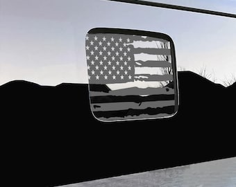 Back Middle Window American Flag Distressed Decal Sticker Fits 2018-2026 Jeep Gladiator
