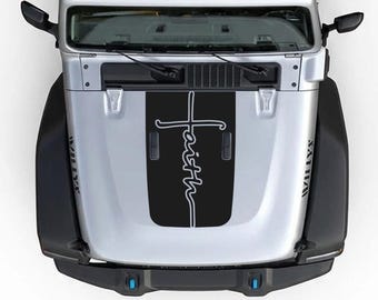 Faith Hood Blackout Decal Fits Jeep Wrangler GladiatorJL JT 2018-2026