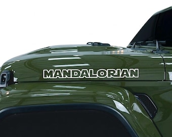 Custom Mandalorian Hood Decals 1 Pair 25in Compatible with All Jeeps Wrangler Gladiator Jk Yj Cj Tj Jl Jt Set of 2