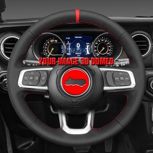3D Domed Gel Resin Steering Wheel Overlay For 2018-2026 Wrangler Gladiator Your image Pattern or Logo