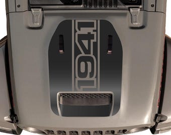 1941 Hood Blackout Decal Fits Jeep Wrangler Gladiator Mojave JL JT 2018-2026 Raised Hood