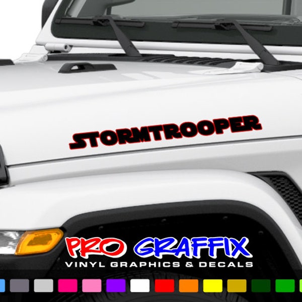 Custom Stormtrooper Hood Decals 2 color Fits Yj Tj Cj Jl Jk 1 Pair 22in