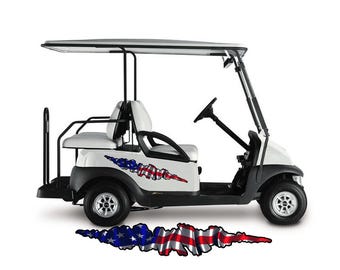 Golf Cart Decals Side Graphics American Flag 1 pair choose your color