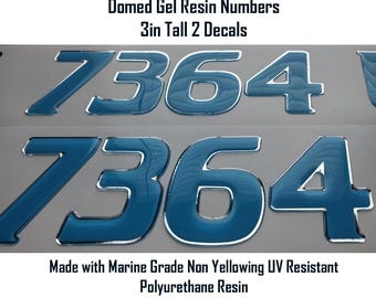 3D Domed Gel Letters for Boats PWC Registration Numbers Any Color Combination Domed Numbers