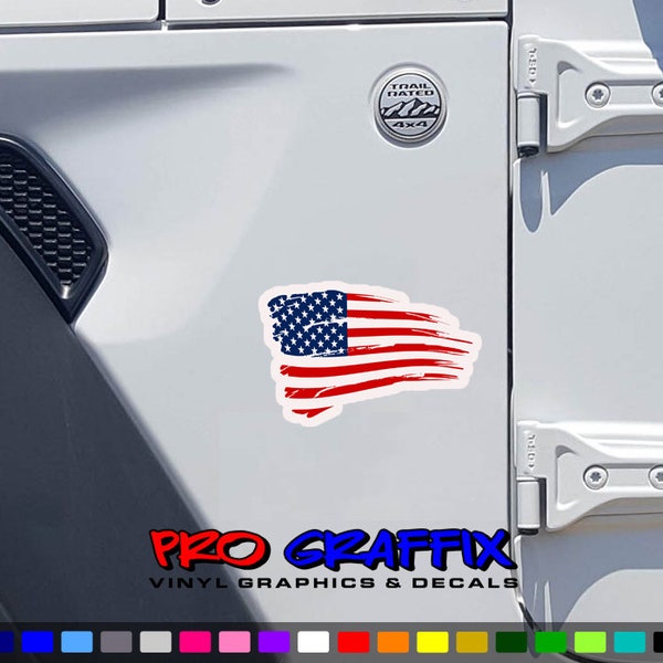 American Flag Decals Fender Side Decal 1 Pair Jt JL JK Yj Cj TJ