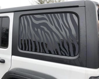 Zebra Pattern Window Graphic Decal for Jeep Wrangler 4dr JL 2018-2026