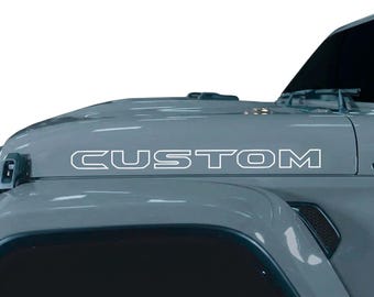 Custom JL Style Hood Decals Outlined Ghost Lettering 1 Pair 30in Compatible with All Jeeps Wrangler Gladiator Jk Yj Cj Tj Jl Jt Set of 2