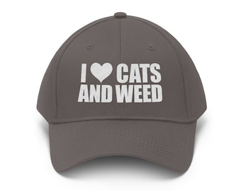 I Love Cats And Weed Unisex Twill Hat by Geeky Beer Gal