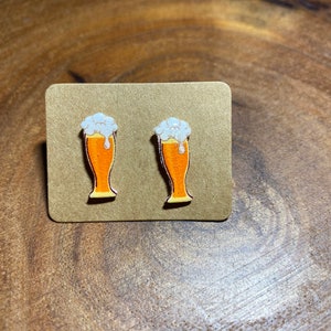 Beer Earrings Dog, Cat and Beer Themed Post Earrings by Geeky Beer Gal Beer Jewelry Pilsner Glass