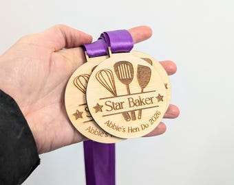 Personalised Engraved Star Baker Medal. Custom Bake Off Trophy. Gift for Star Baker. Baking Award.